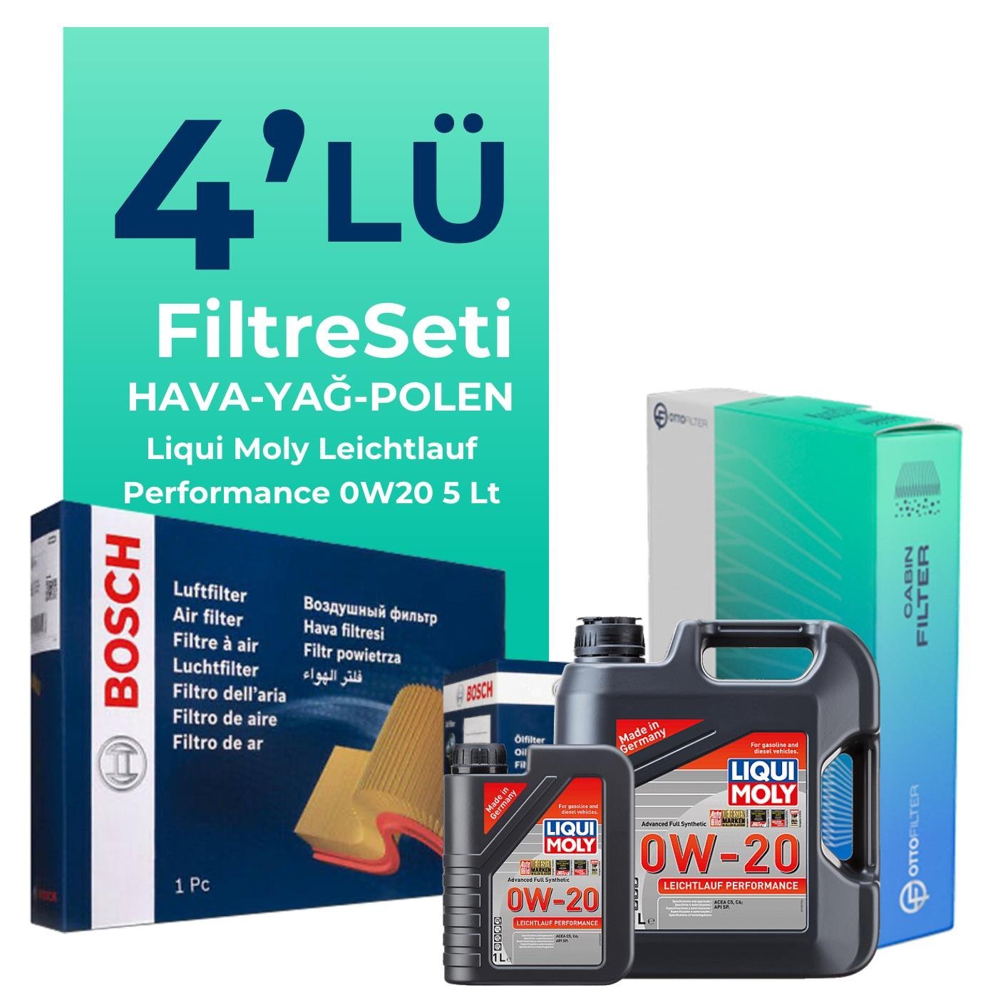 Bosch BMW X1 2.0i Filtre Bakım Seti Liqui Moly Motor Yağlı (2023-2024) 4 Lü