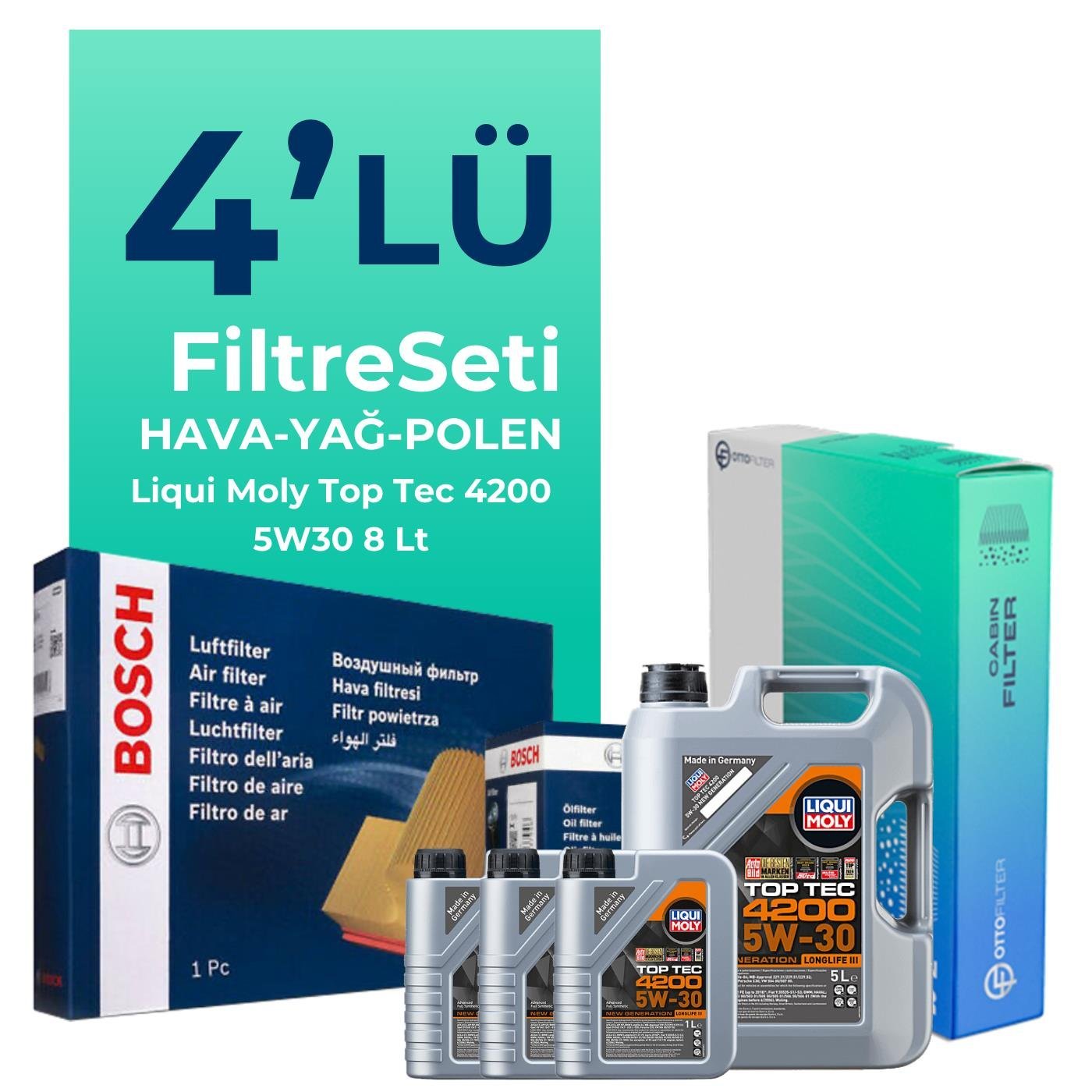 Bosch BMW X6 35 Dizel Filtre Bakım Seti Liqui Moly Motor Yağlı (2008-2011) 4 Lü