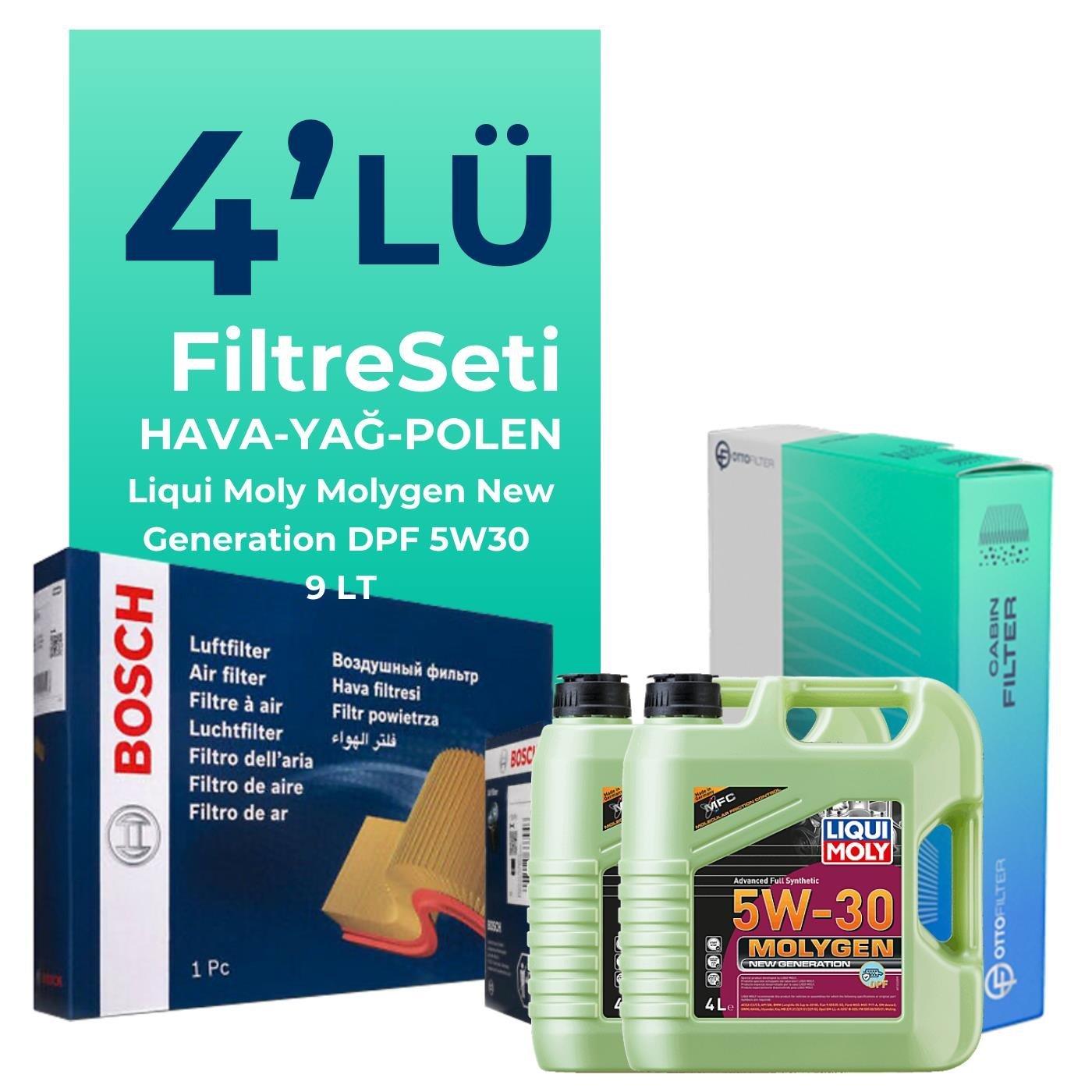 BOSCH Ford Ranger 3.2 Dizel Filtre Bakım Seti Liqui Moly Motor Yağlı (2012-2019) 4 Lü