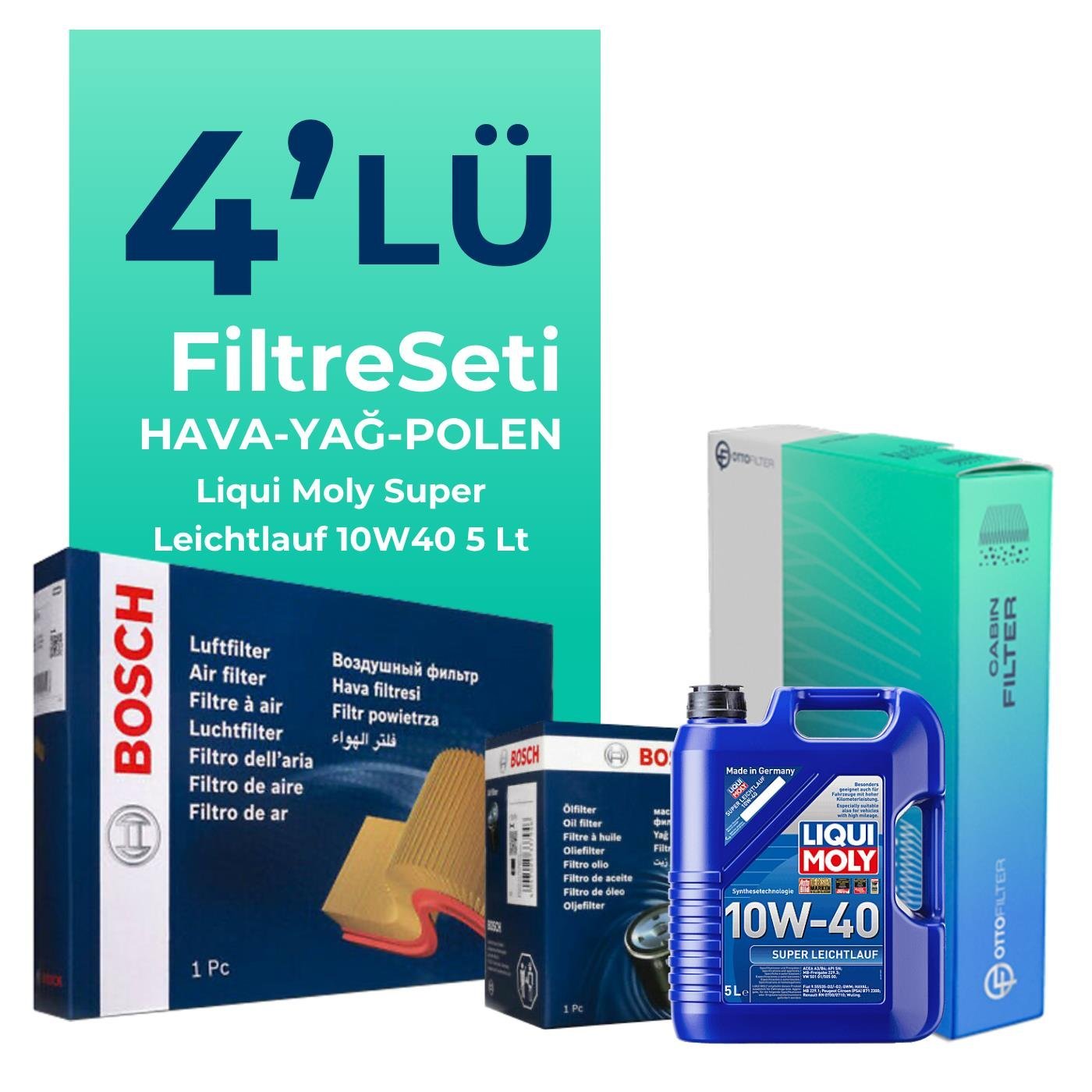 Bosch Honda Accord 2.0 Benzin Filtre Bakım Seti Liqui Moly Motor Yağlı (2002-2007) 4 Lü