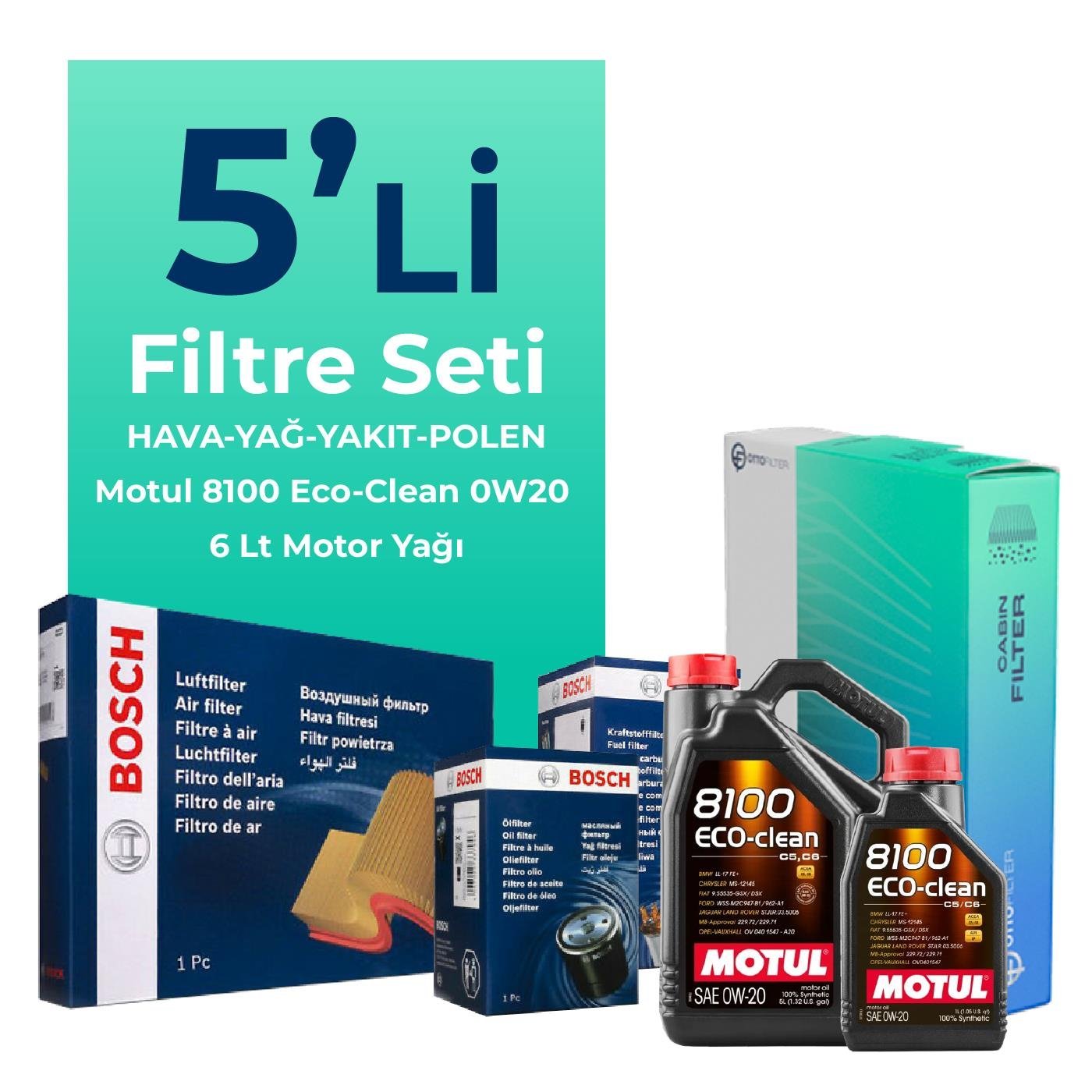 Bosch Mercedes GLC220 Dizel Filtre Bakım Seti Motul Motor Yağlı (2023-2025) 5 Li