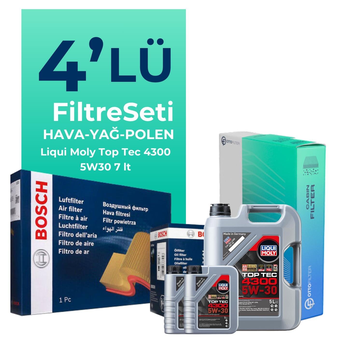 BOSCH Nissan Navara 2.5 Dizel Filtre Bakım Seti Liqui Moly Motor Yağlı (2006-2015) 4 Lü