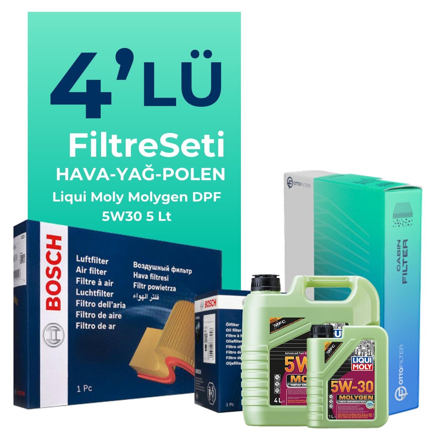 BOSCH Opel Corsa 1.7 Dizel Filtre Bakım Seti Liqui Moly Motor Yağlı (1998-2006) 4 Lü