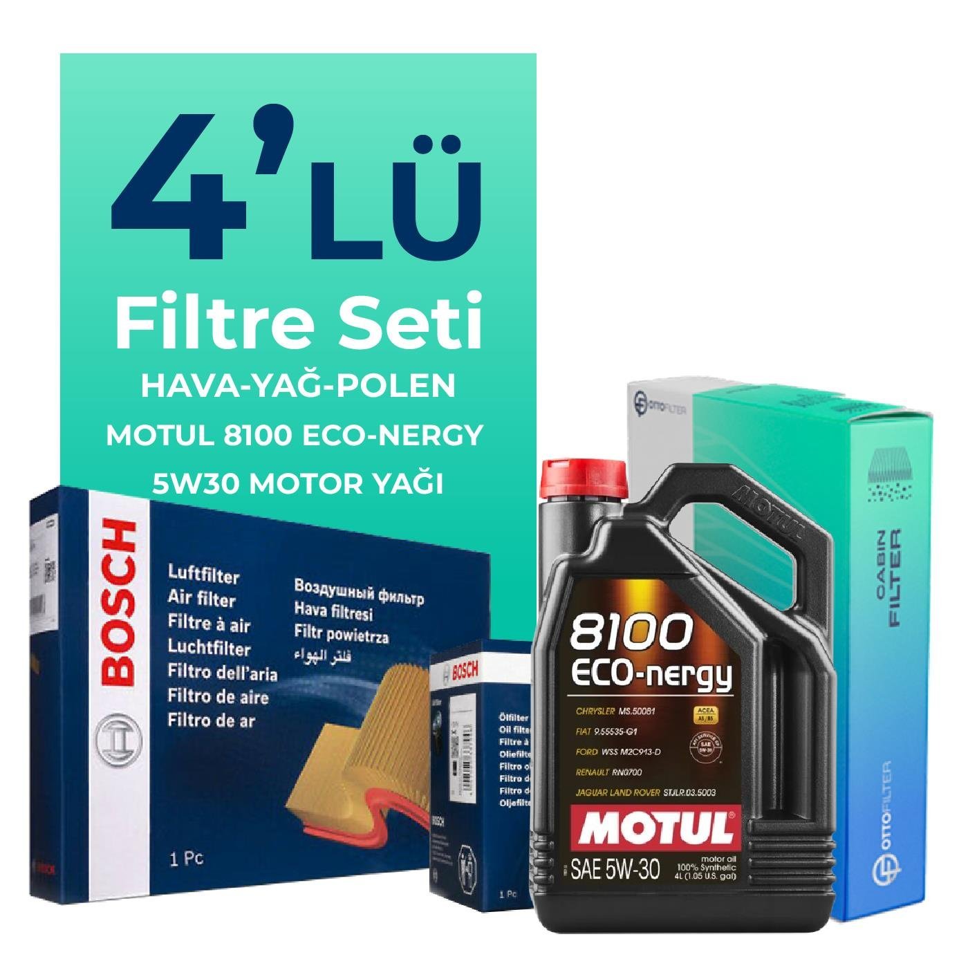 BOSCH Suzuki Vitara 1.4 Turbo Filtre Bakım Seti Motul Motor Yağlı (2015-2021) 4 Lü