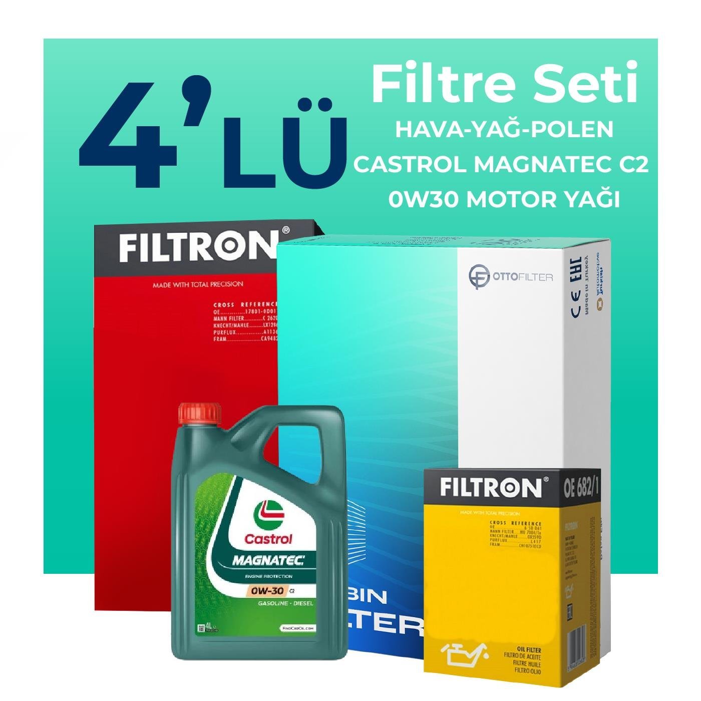 Filtron Fiat Doblo 1.3 Dizel Filtre Bakım Seti EURO 6 Motul Motor Yağlı (2015-2022) 4 Lü