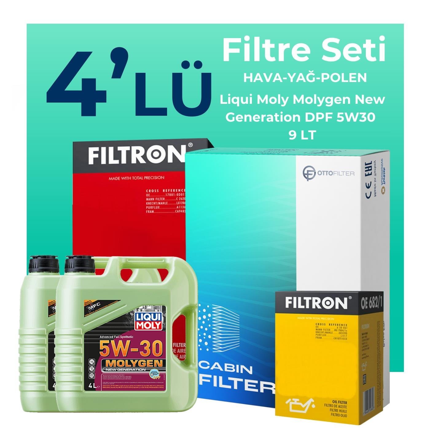 Filtron Ford Ranger 3.2 Dizel Filtre Bakım Seti Liqui Moly Motor Yağlı (2012-2019) 4 Lü