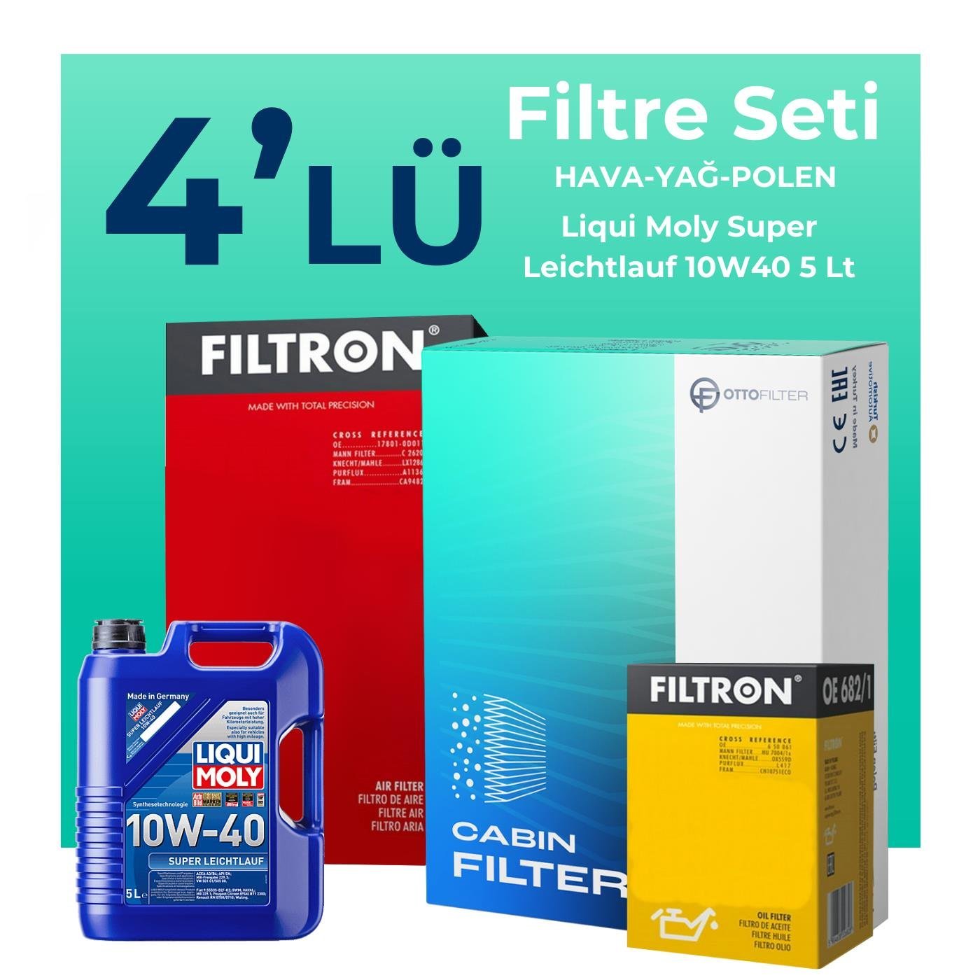Filtron Honda Accord 2.0 Benzin Filtre Bakım Seti Liqui Moly Motor Yağlı (2002-2007) 4 Lü