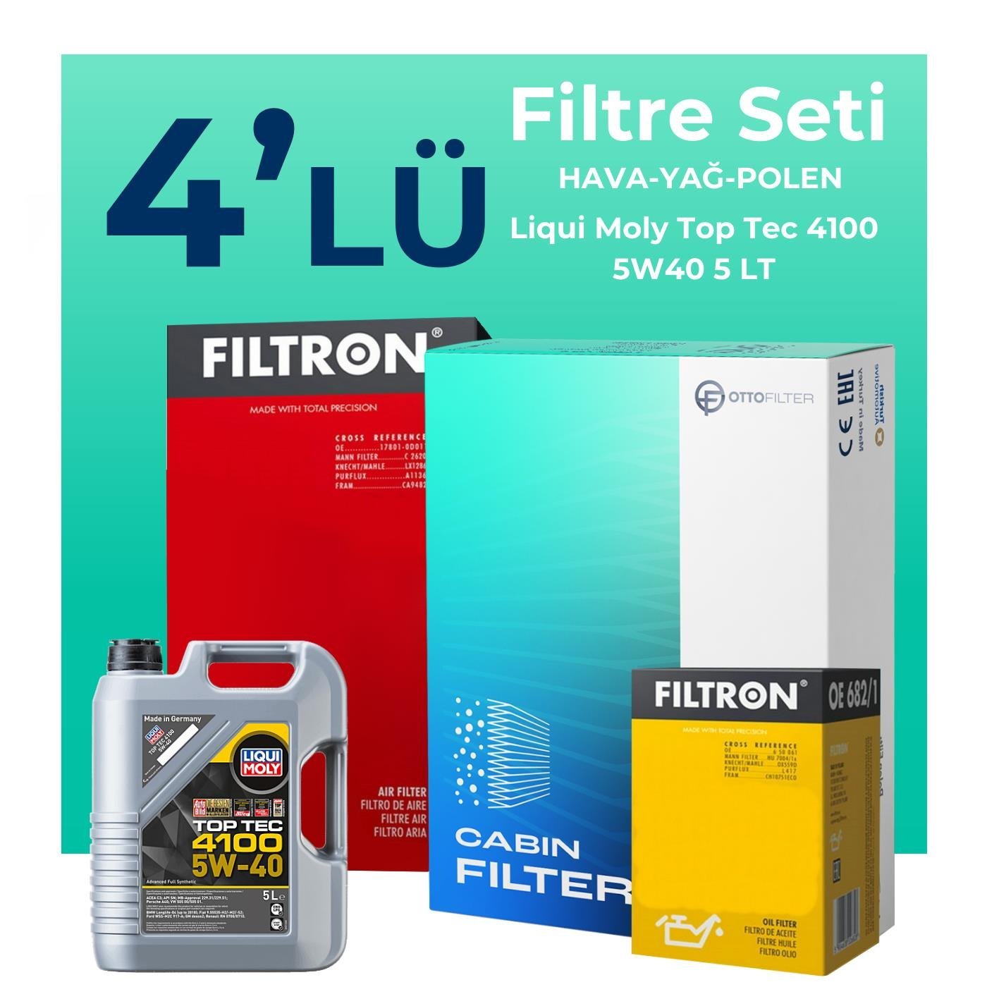 Filtron Nissan Juke 1.2 Filtre Bakım Seti Liqui Moly Motor Yağlı (2011-2018) 4 Lü