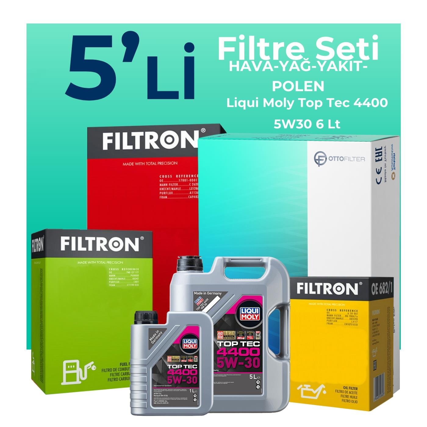 Filtron Nissan Qashqai 1.5 Dizel Filtre Bakım Seti Liqui Moly Motor Yağlı (2018-2021) 5 Li