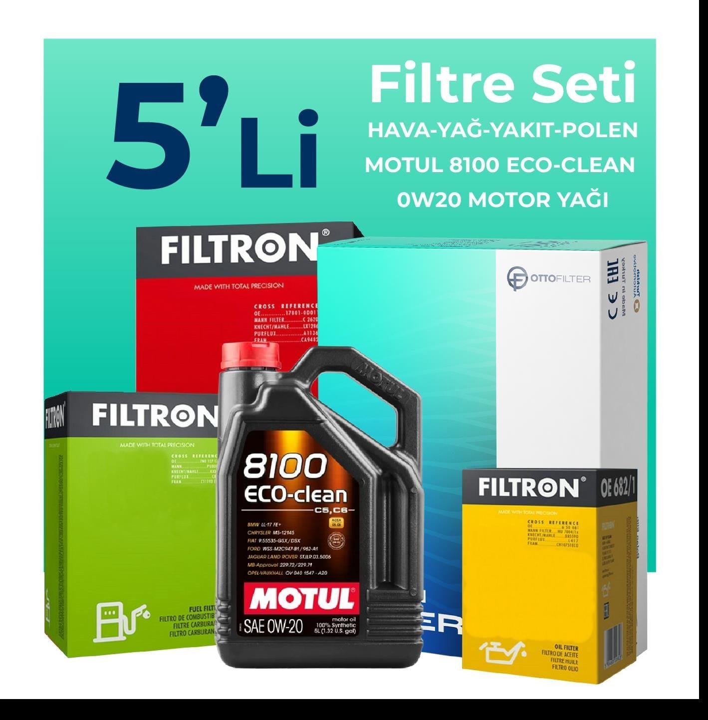 Filtron Opel Insignia 1.5 Dizel Filtre Bakım Seti Motul Motor Yağlı (2018-2023) 5 Li