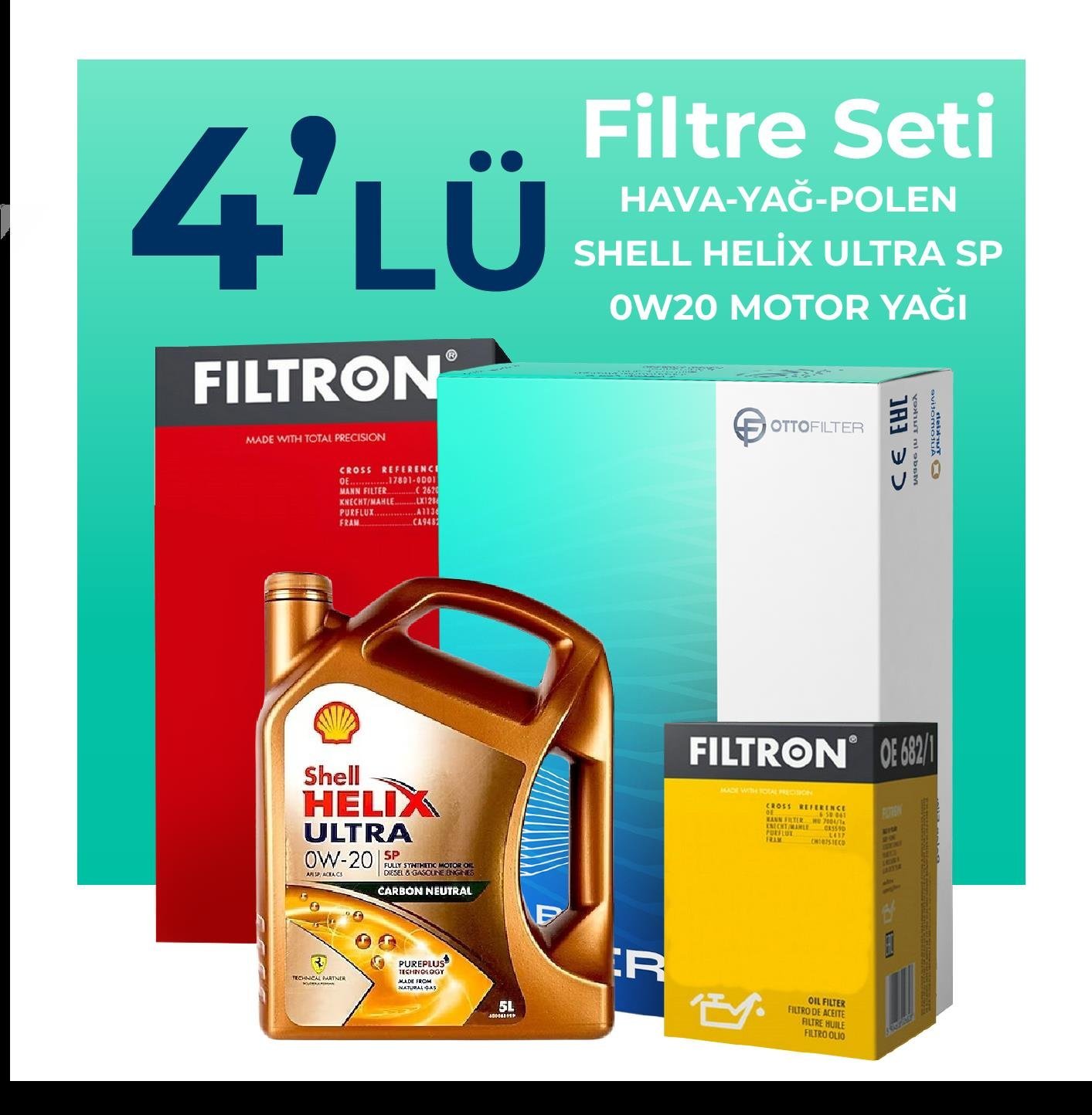 Filtron Opel Insignia 1.5 Dizel Filtre Bakım Seti Shell Motor Yağlı (2018-2023) 4 Lü