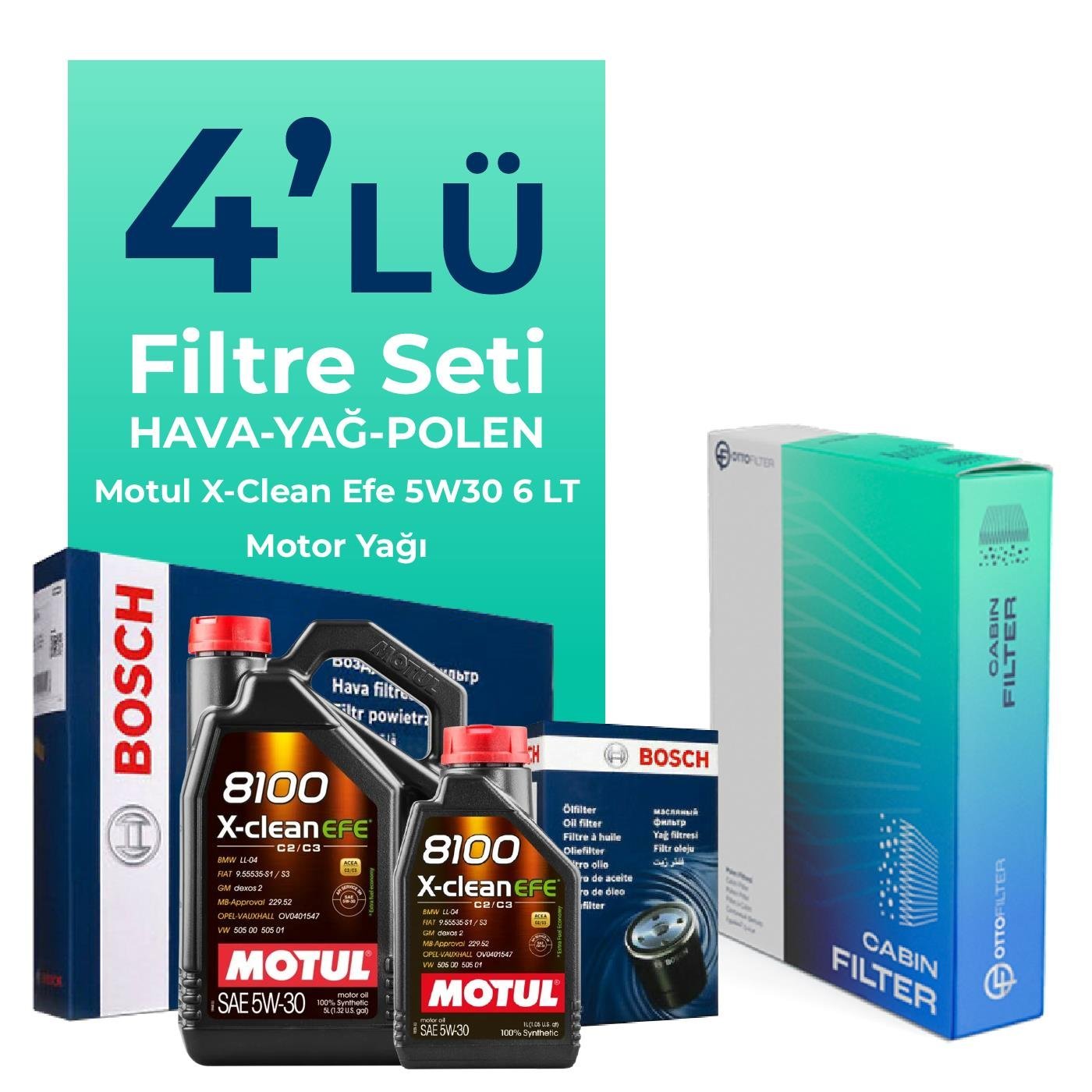 Filtron Renault Austral 1.3 Hybrid Filtre Bakım Seti Motul Motor Yağlı (2022-2025) 4 Lü