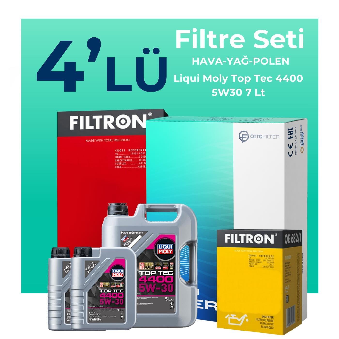 Filtron Renault Laguna 2.0 Dizel Filtre Bakım Seti Liqui Moly Motor Yağlı (2008-2015) 4 Lü