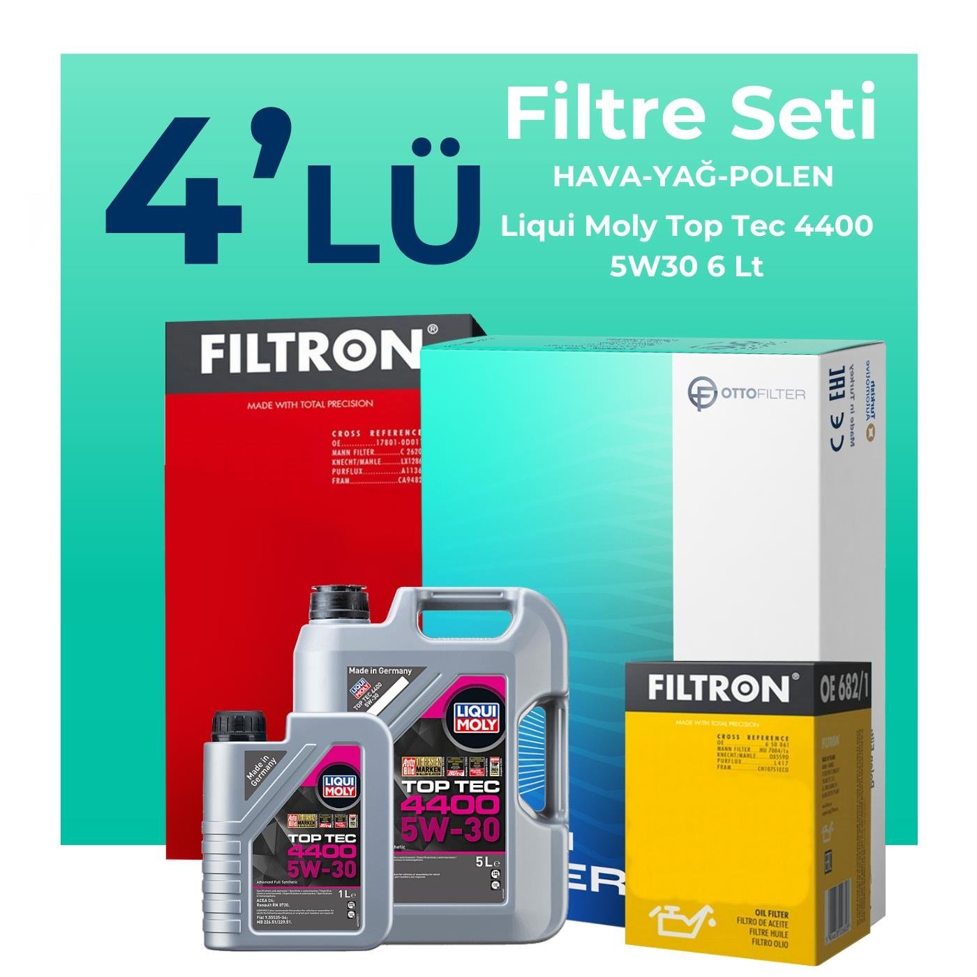 Filtron Renault Megane 1.6 Dizel Filtre Bakım Seti Liqui Moly Motor Yağlı (2016-2018) 4 Lü