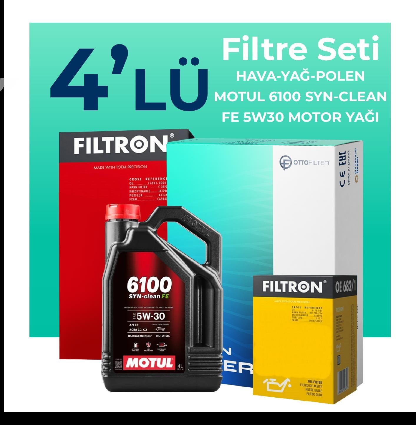 Filtron Seat Cordoba 1.4 Dizel Filtre Bakım Seti Motul Motor Yağlı (2003-2010) 4 Lü