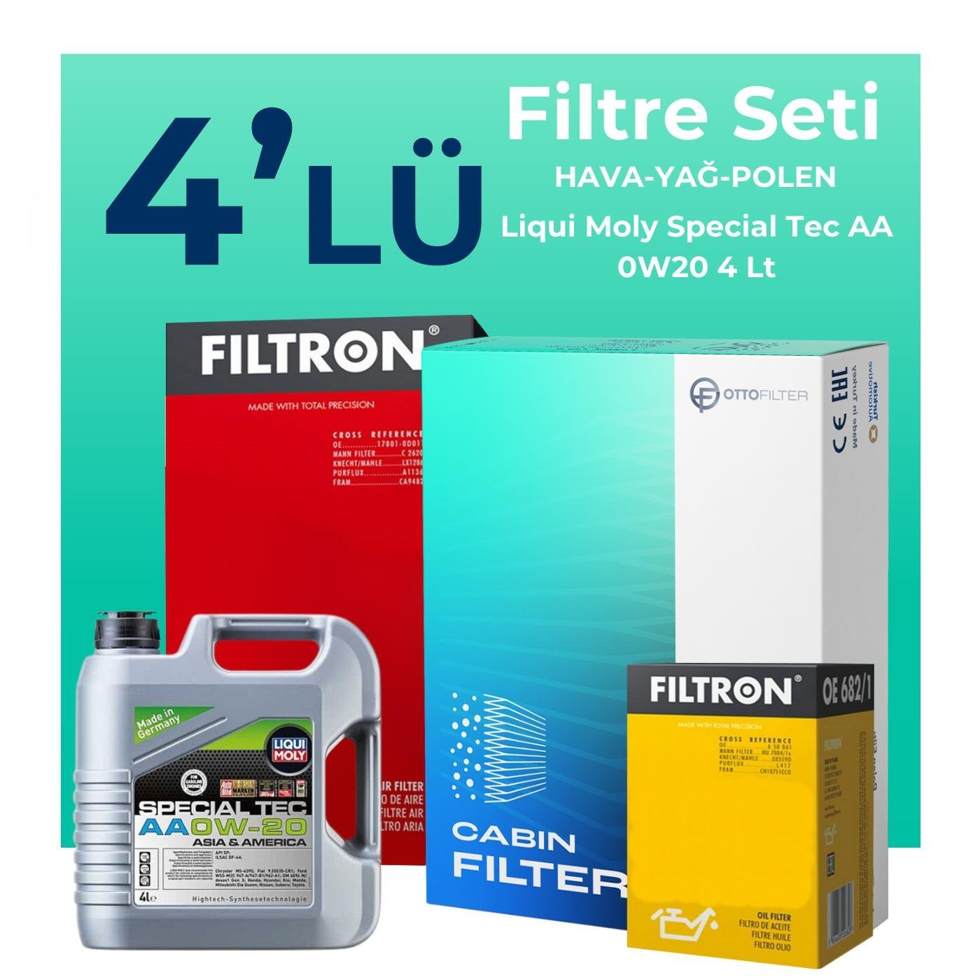 Filtron Suzuki Vitara 1.4 Hybrid Filtre Bakım Seti Liqui Moly Motor Yağlı (2019-2024) 4 Lü