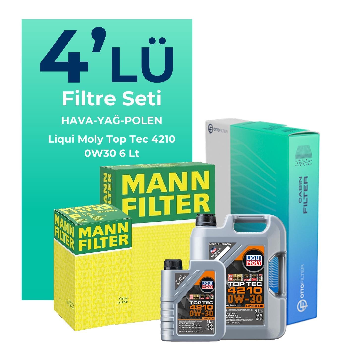 Mann Audi Q5 40 TDi Filtre Bakım Seti Liqui Moly Motor Yağlı (2021-2024) 4 Lü