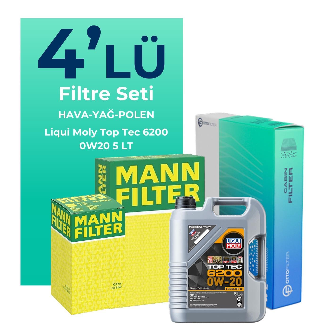 MANN Cupra Formentor 1.5 Benzinli Filtre Bakım Seti Liqui Moly Motor Yağlı (2021-2024) 4 Lü