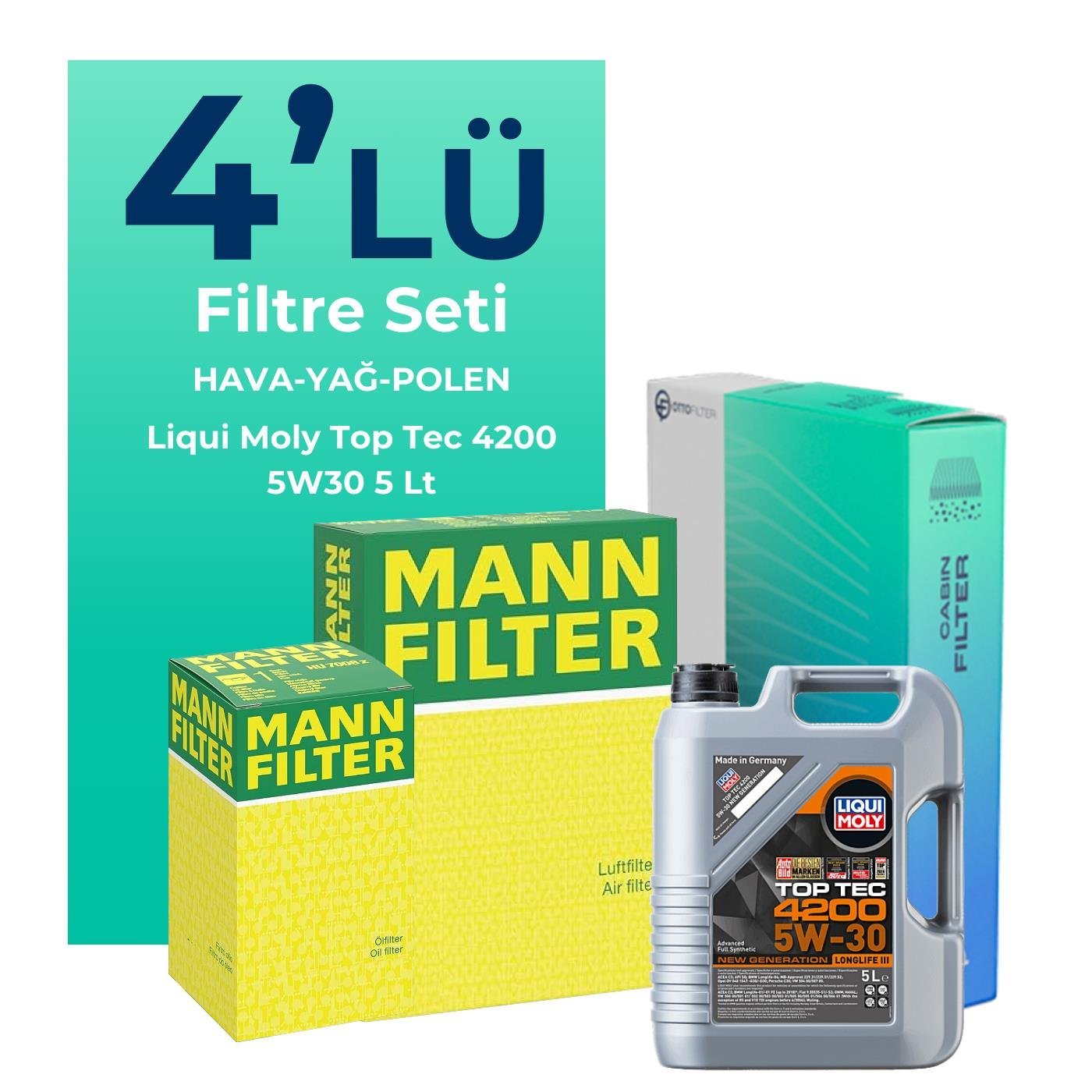 MANN Fiat Bravo 1.6 Dizel Filtre Bakım Seti Liqui Moly Motor Yağlı (2007-2015) 4 Lü