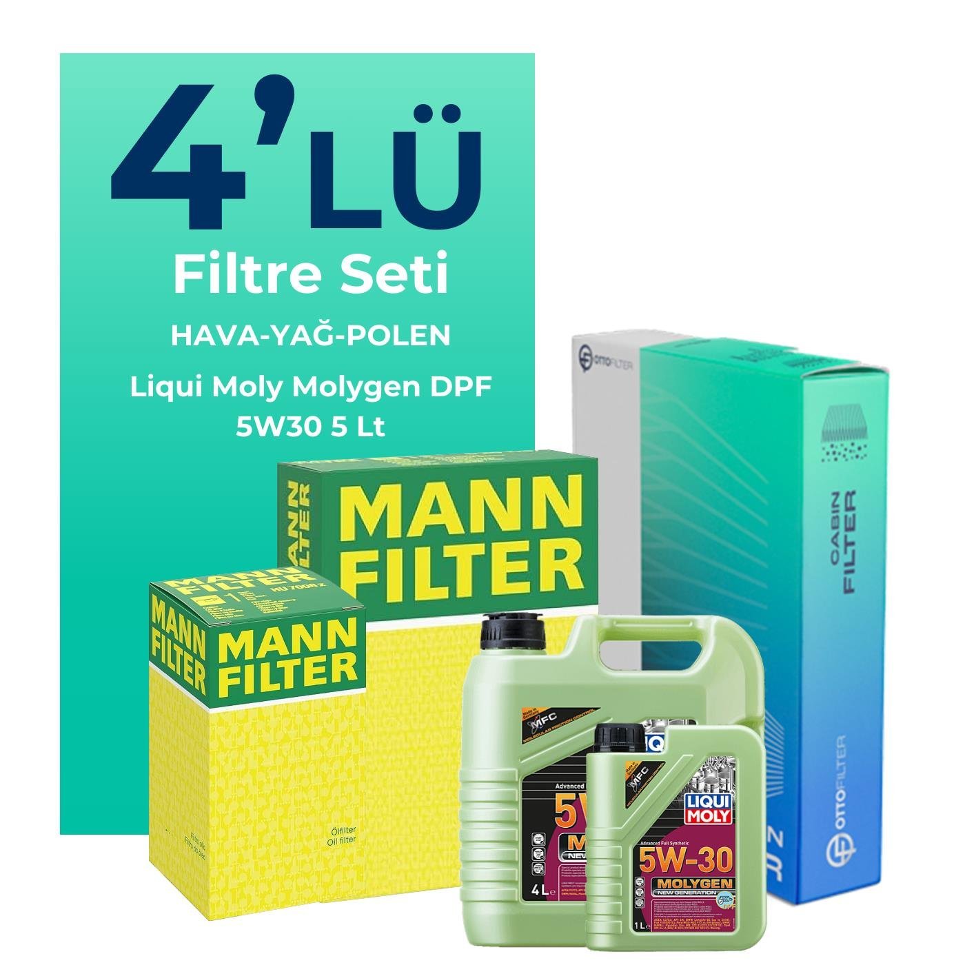 MANN Hyundai Elantra 1.6 Dizel Filtre Bakım Seti Liqui Moly Motor Yağlı (2015-2020) 4 Lü