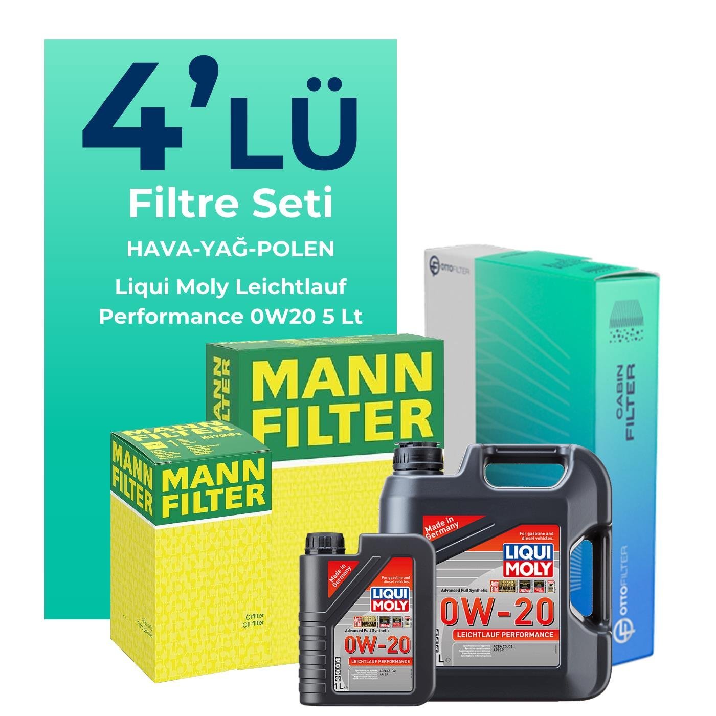 MANN Jeep Compass 1.5 Hybrid Filtre Bakım Seti Liqui Moly Motor Yağlı (2020-2024) 4 Lü