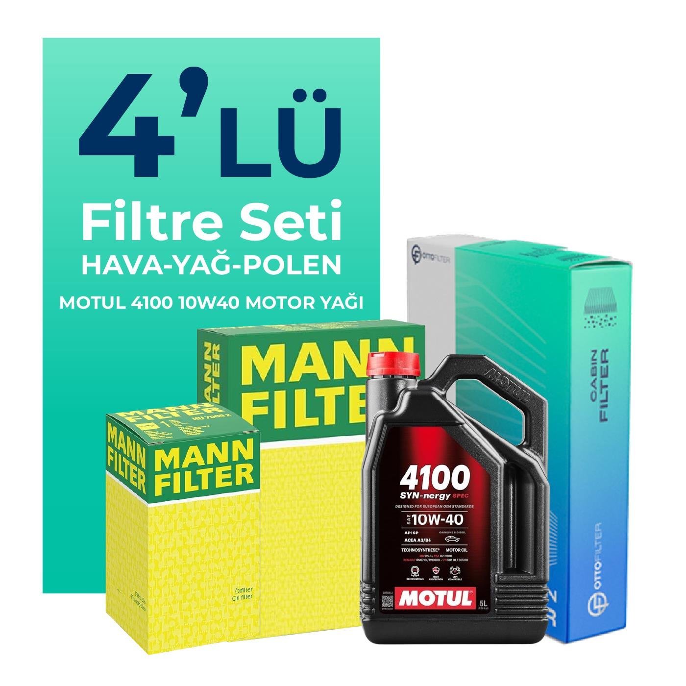 MANN Jeep Grand Cherokee 3.1 Dizel Filtre Bakım Seti Motul Motor Yağlı (1999-2002) 4 Lü