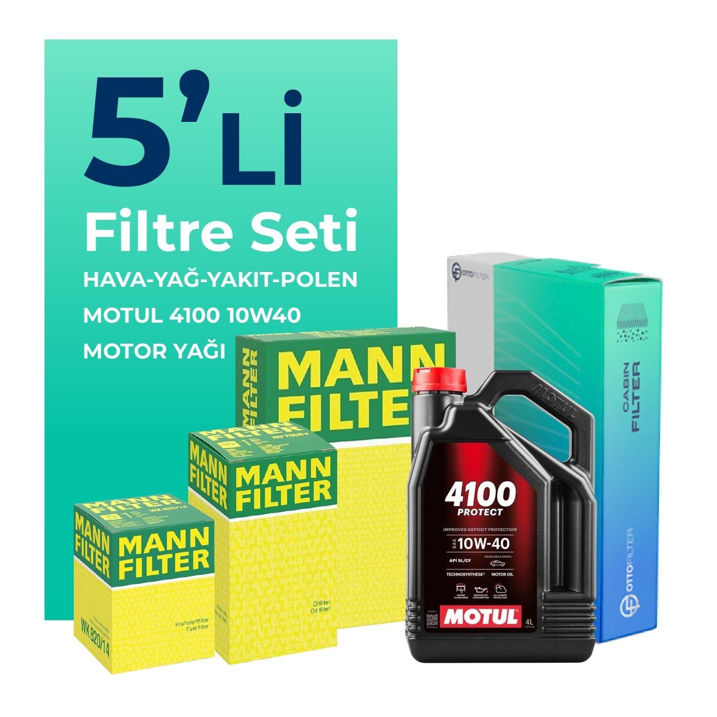 MANN Jeep Grand Cherokee 3.1 Dizel Filtre Bakım Seti Motul Motor Yağlı (1999-2002) 5 Li