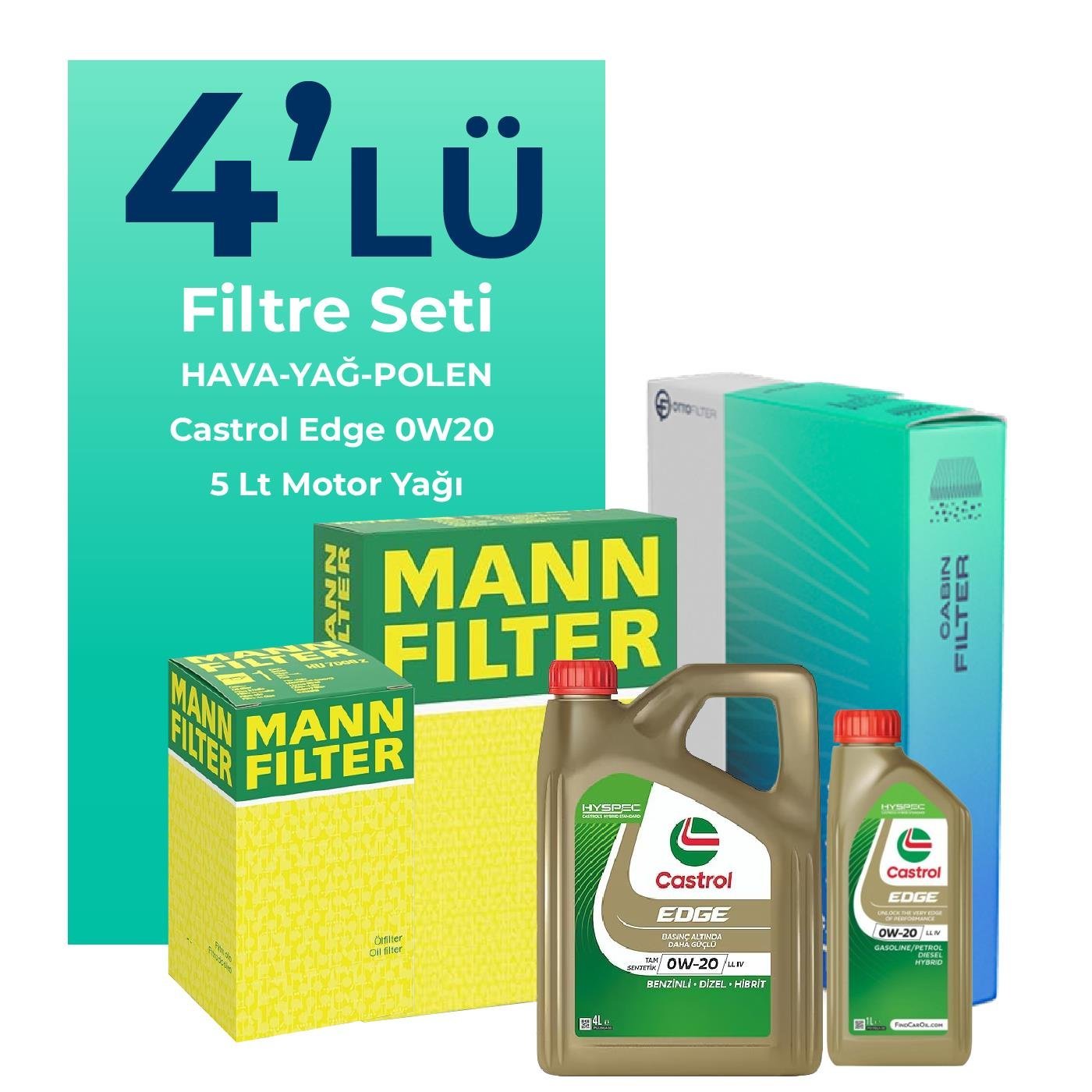 Mann Kia Sportage 1.6 Dizel Filtre Bakım Seti Castrol Motor Yağlı (2021-2024) 4 Lü