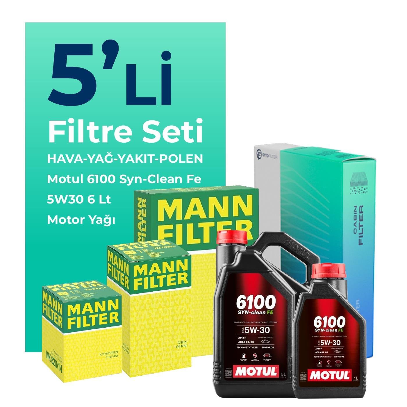 MANN Land Rover Evoque 2.2 Dizel Filtre Bakım Seti Motul Motor Yağlı (2012-2014) 5 Li