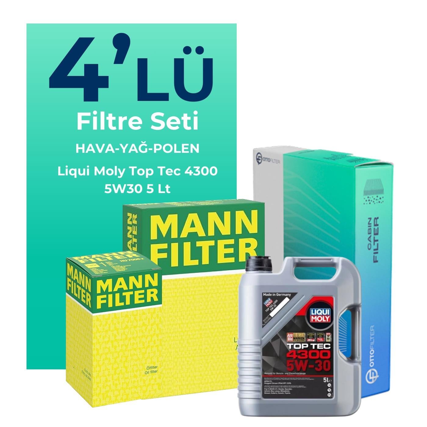 MANN Mercedes A180 Dizel Filtre Bakım Seti Liqui Moly Motor Yağlı (2012-2018) 4 Lü