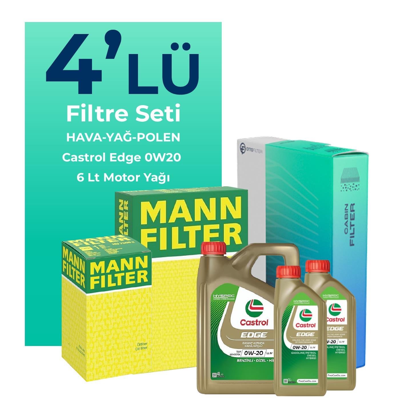 MANN Mercedes GLC220 Dizel Filtre Bakım Seti Castrol Motor Yağlı (2023-2025) 4 Lü