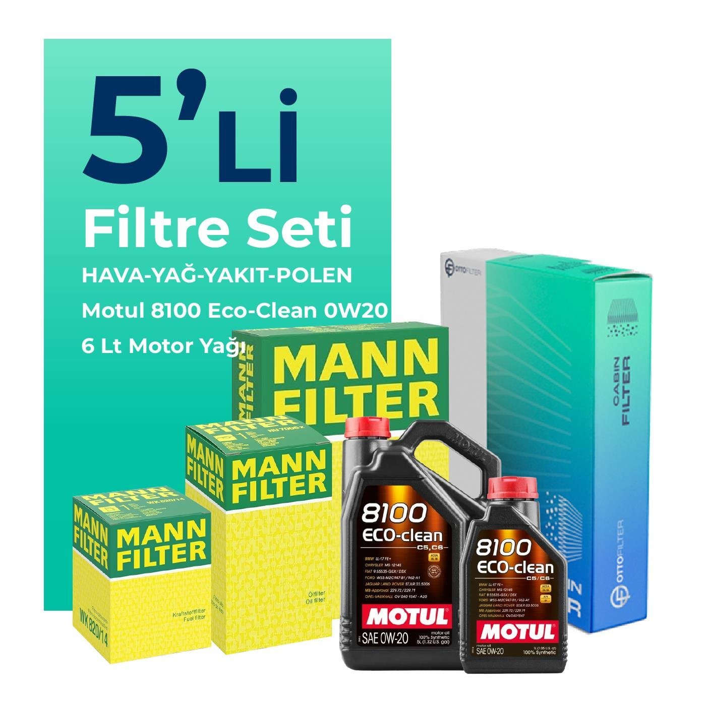 MANN Mercedes GLC220 Dizel Filtre Bakım Seti Motul Motor Yağlı (2023-2025) 5 Li