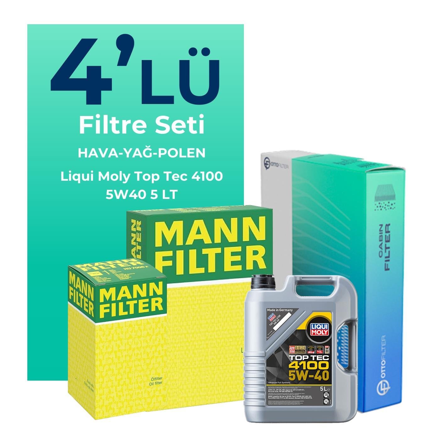 MANN Nissan Juke 1.6 Filtre Bakım Seti Liqui Moly Motor Yağlı (2011-2018) 4 Lü