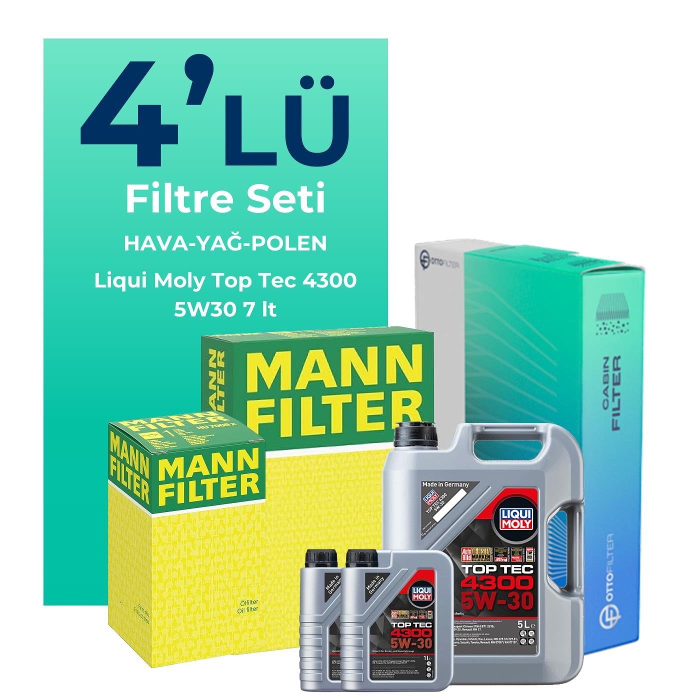MANN Nissan Navara 2.5 Dizel Filtre Bakım Seti Liqui Moly Motor Yağlı (2006-2015) 4 Lü