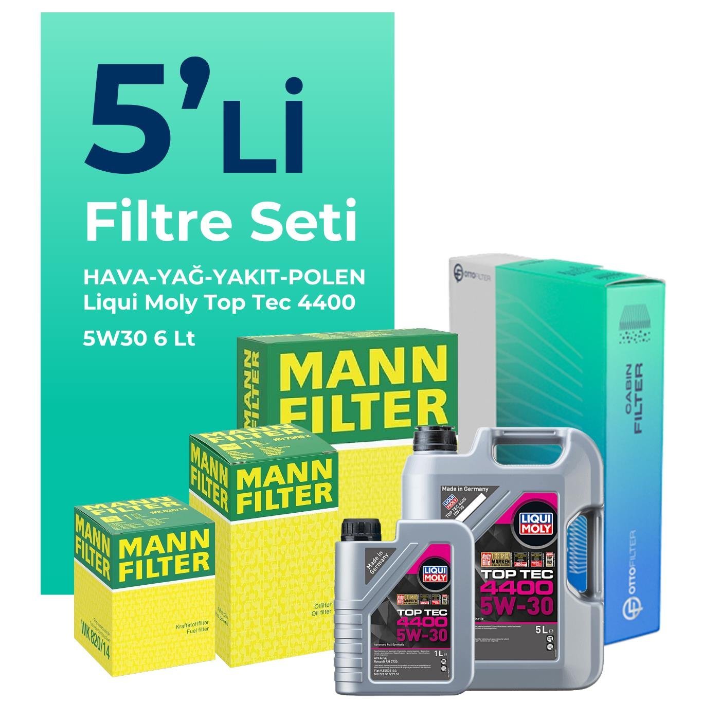 MANN Nissan Qashqai 1.5 Dizel Filtre Bakım Seti Liqui Moly Motor Yağlı (2018-2021) 5 Li