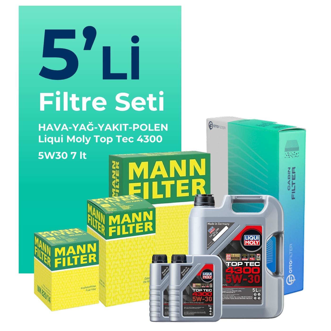 MANN Nissan Skystar 2.5 Dizel Filtre Bakım Seti Liqui Moly Motor Yağlı (2008-2012) 5 Li