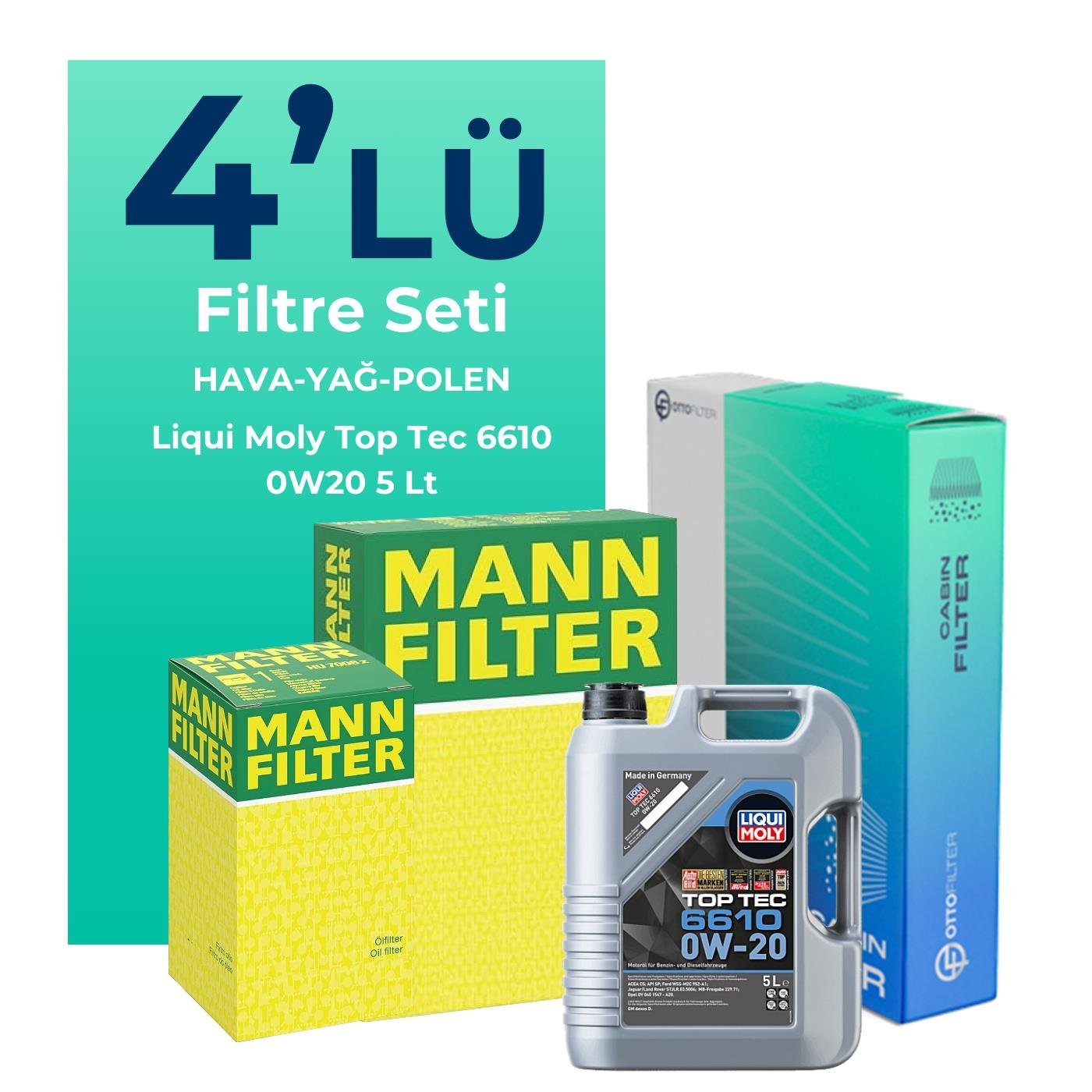 MANN Opel Insignia 1.5 Dizel Filtre Bakım Seti Liqui Moly Motor Yağlı (2018-2023) 4 Lü