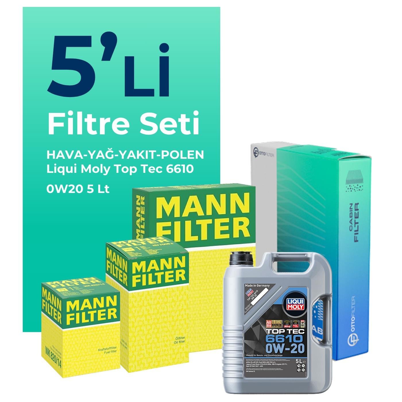 MANN Opel Insignia 1.5 Dizel Filtre Bakım Seti Liqui Moly Motor Yağlı (2018-2023) 5 Li