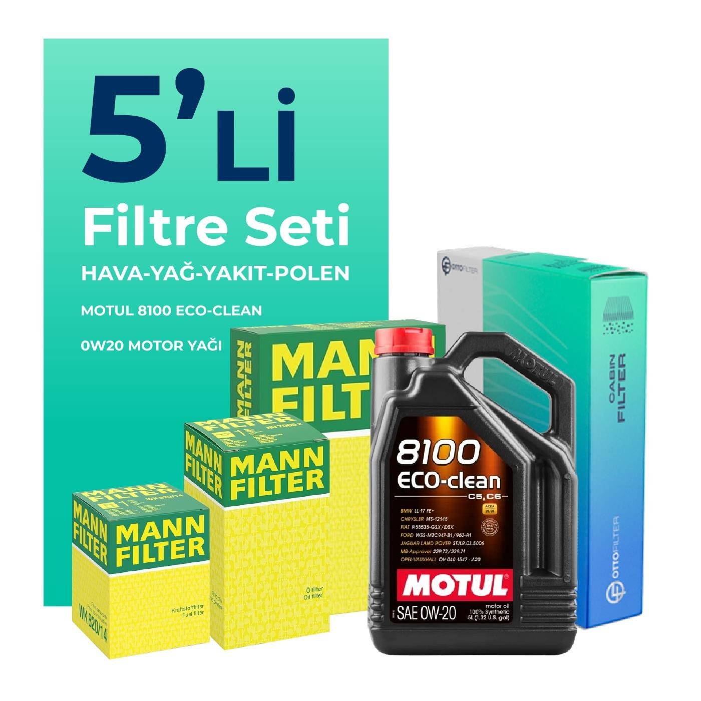 MANN Opel Insignia 1.5 Dizel Filtre Bakım Seti Motul Motor Yağlı (2018-2023) 5 Li
