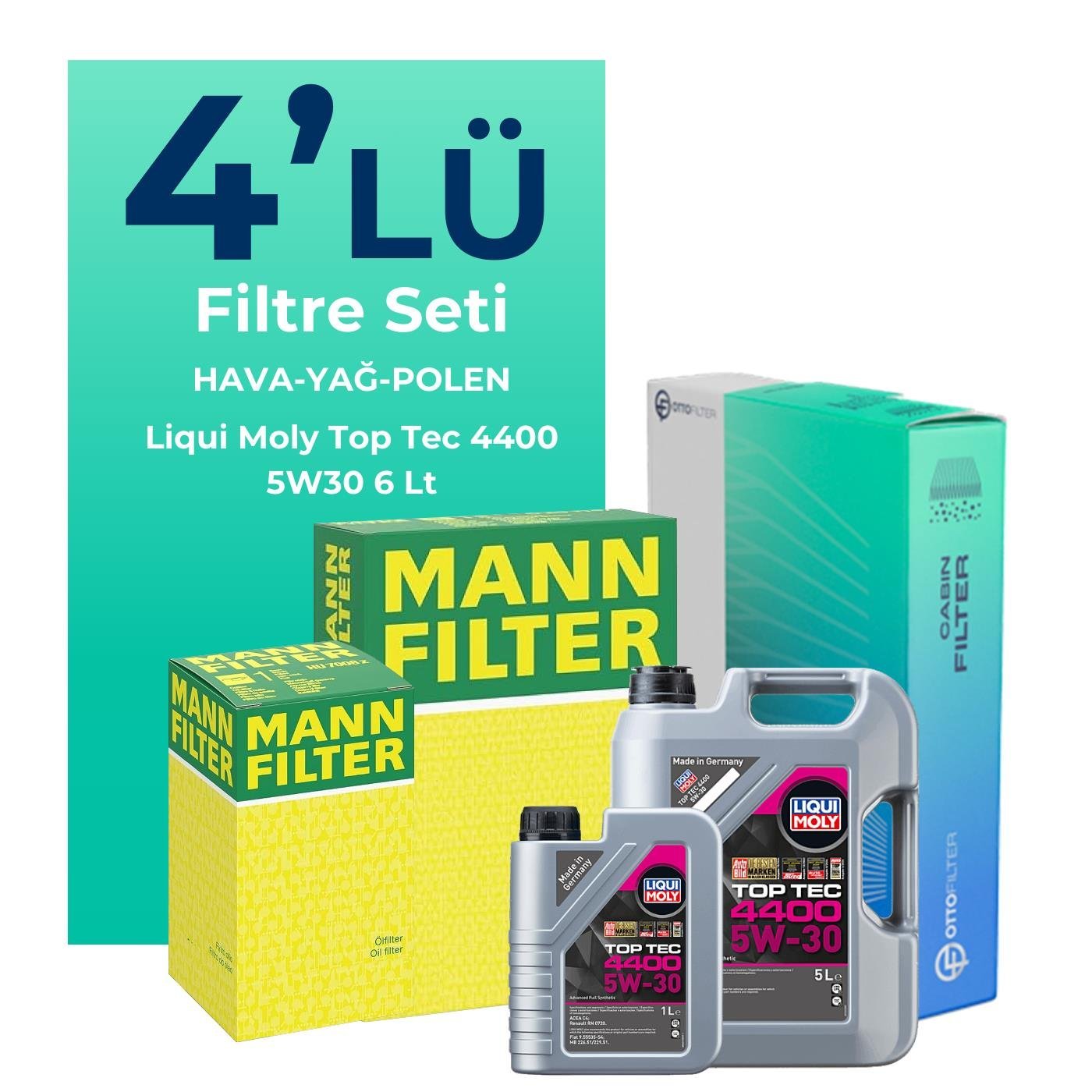 MANN Renault Koleos 1.6 Dizel Filtre Bakım Seti Liqui Moly Motor Yağlı (2016-2018) 4 Lü