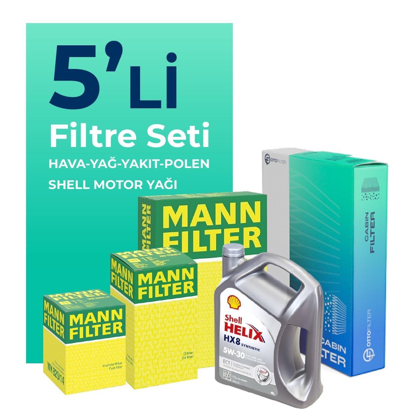 MANN Seat Cordoba 1.4 Dizel Filtre Bakım Seti Shell Motor Yağlı (2003-2006) 5 Li