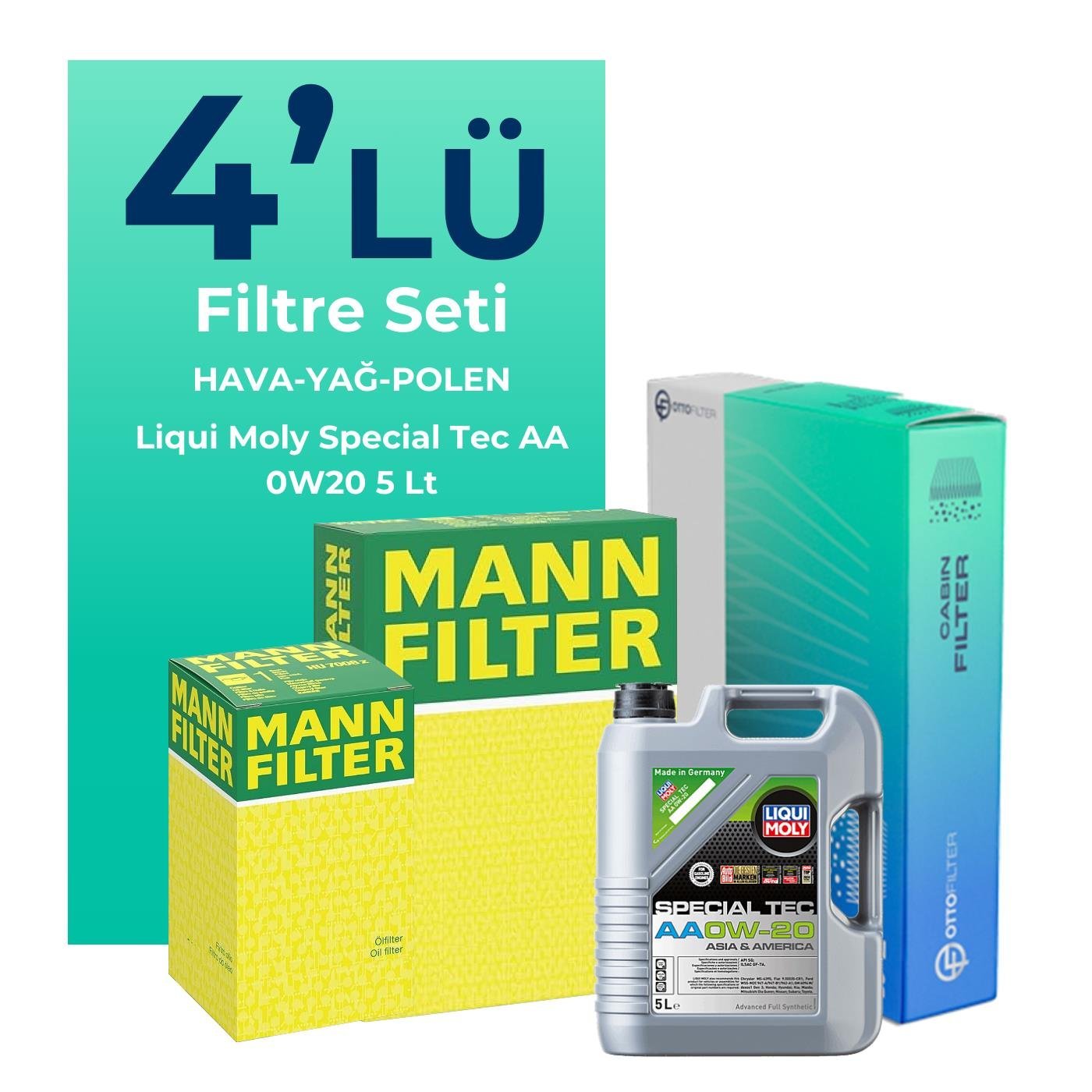 MANN Toyota C-HR 1.8 Hybrid Filtre Bakım Seti Liqui Moly Motor Yağlı (2018-2022) 4 Lü